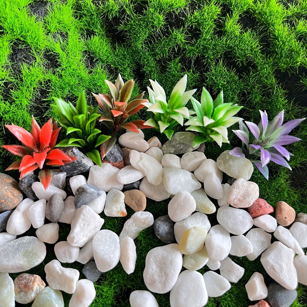 

25pcs Miniature Artificial Plants Set, Plastic Flowering Landscaping Accessories For Railroad, & Architecture, Decoration - 1.57" Height