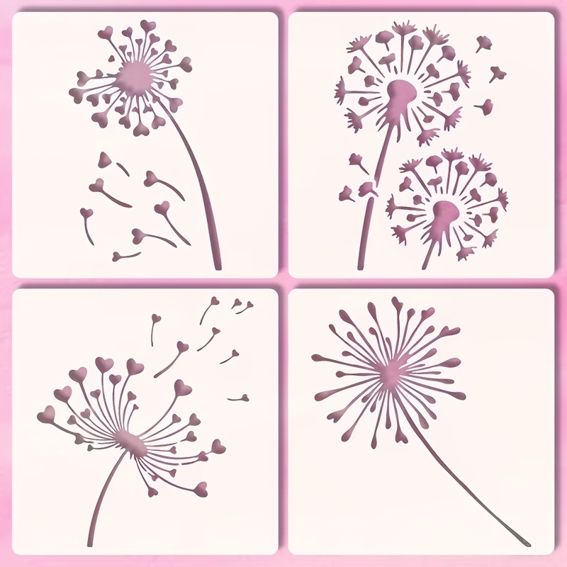 E-shop Wiederverwendbare Schablonen-Vorlage mit Blumen- & Blatt-Stencogrammen - 2x2 Zoll Schablonen geeignet für DIY-Basteln, Scrapbooking, Holzmalerei