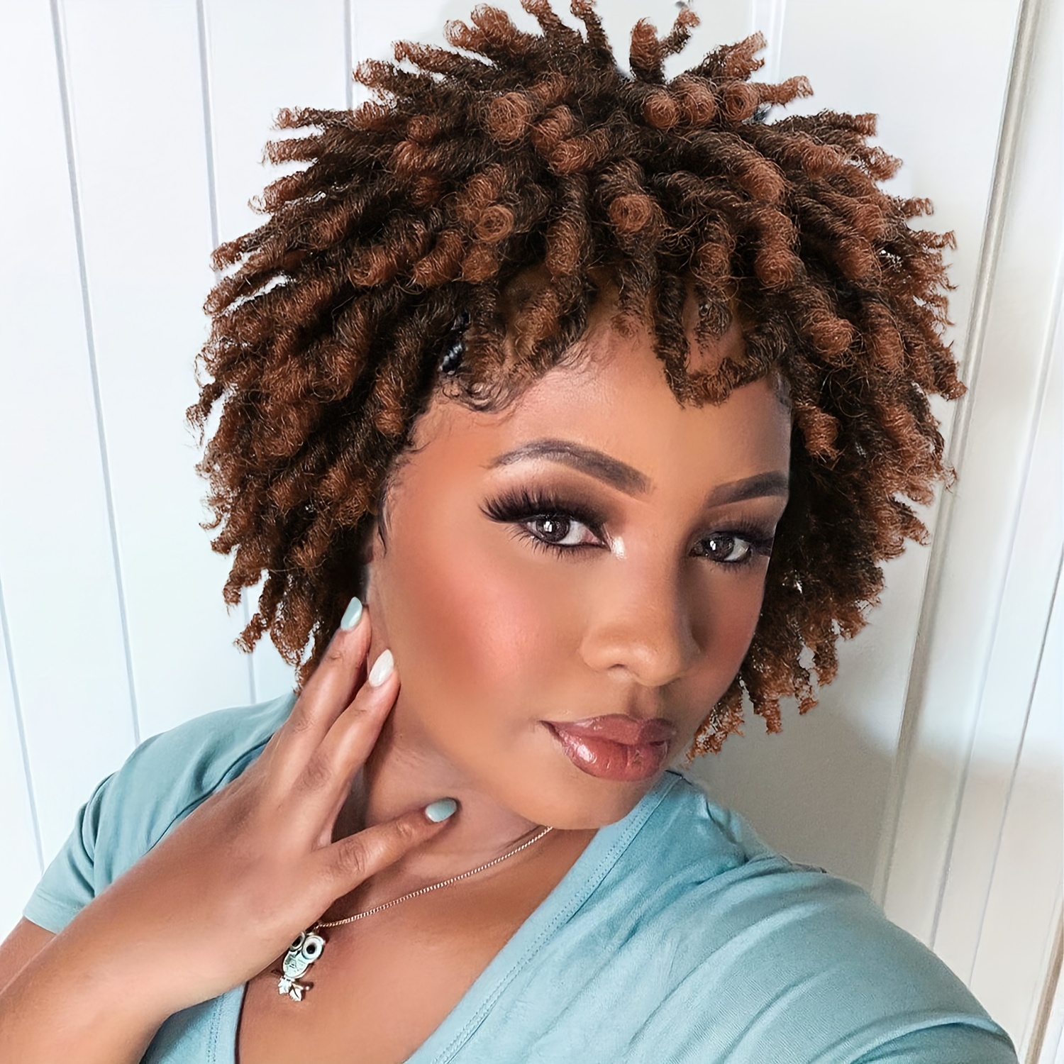 

Short Dreadlock Wig Short Afro Curly Braided Wigs For Women Twist Braiding Ombre Synthetic Hair Wigs 6 Inches(1b350)