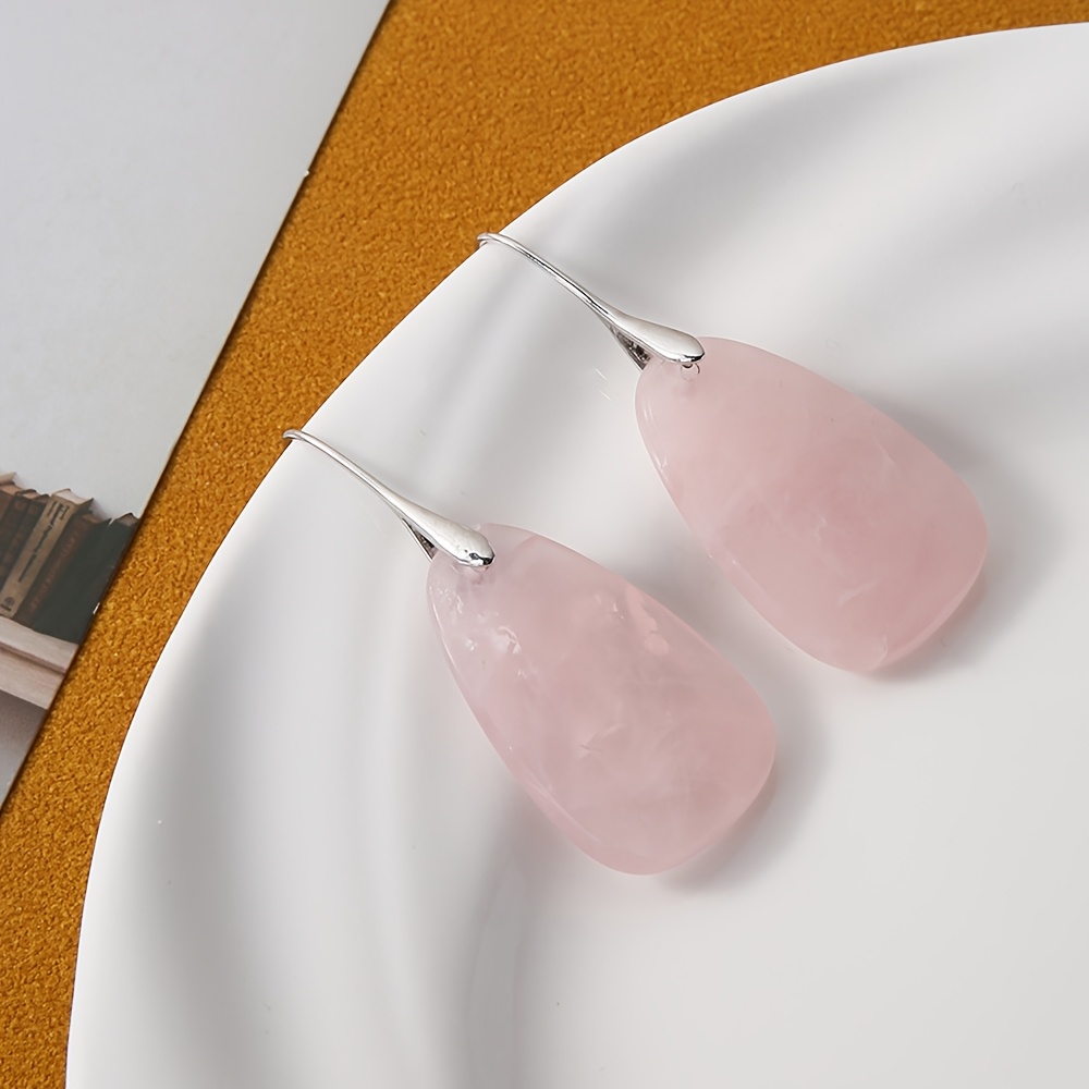 E-shop Rose Hängeohrringe, Naturstein Böhmische Elegante Weichrosa, Handgefertigte Damen Hängeohrringe, Schicker und Eleganter Schmuck für Jeden Anlass
