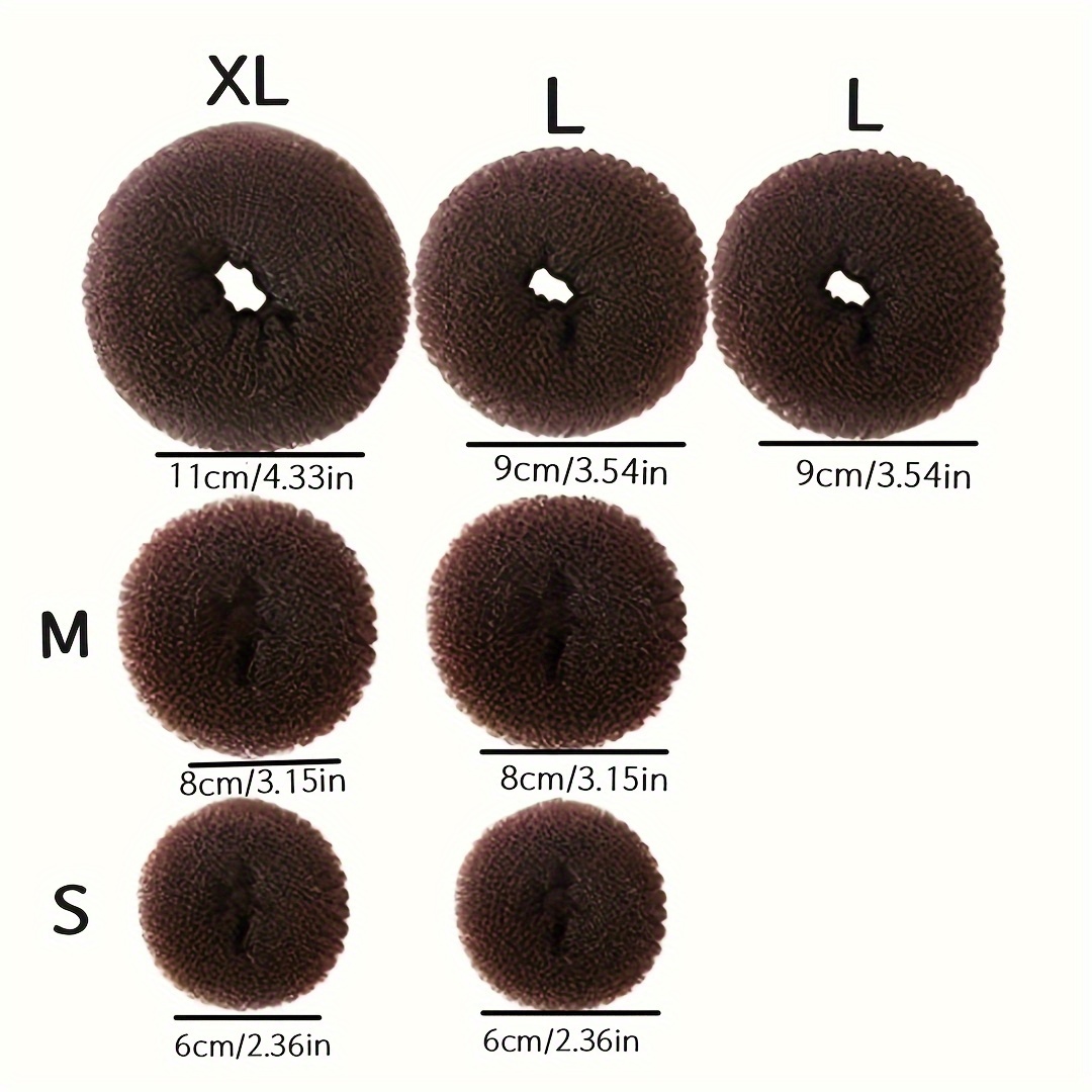 

7pcs Elegant Hair Styling Set - Nylon Donut Bun Makers In 4 Sizes, For All Hair Types