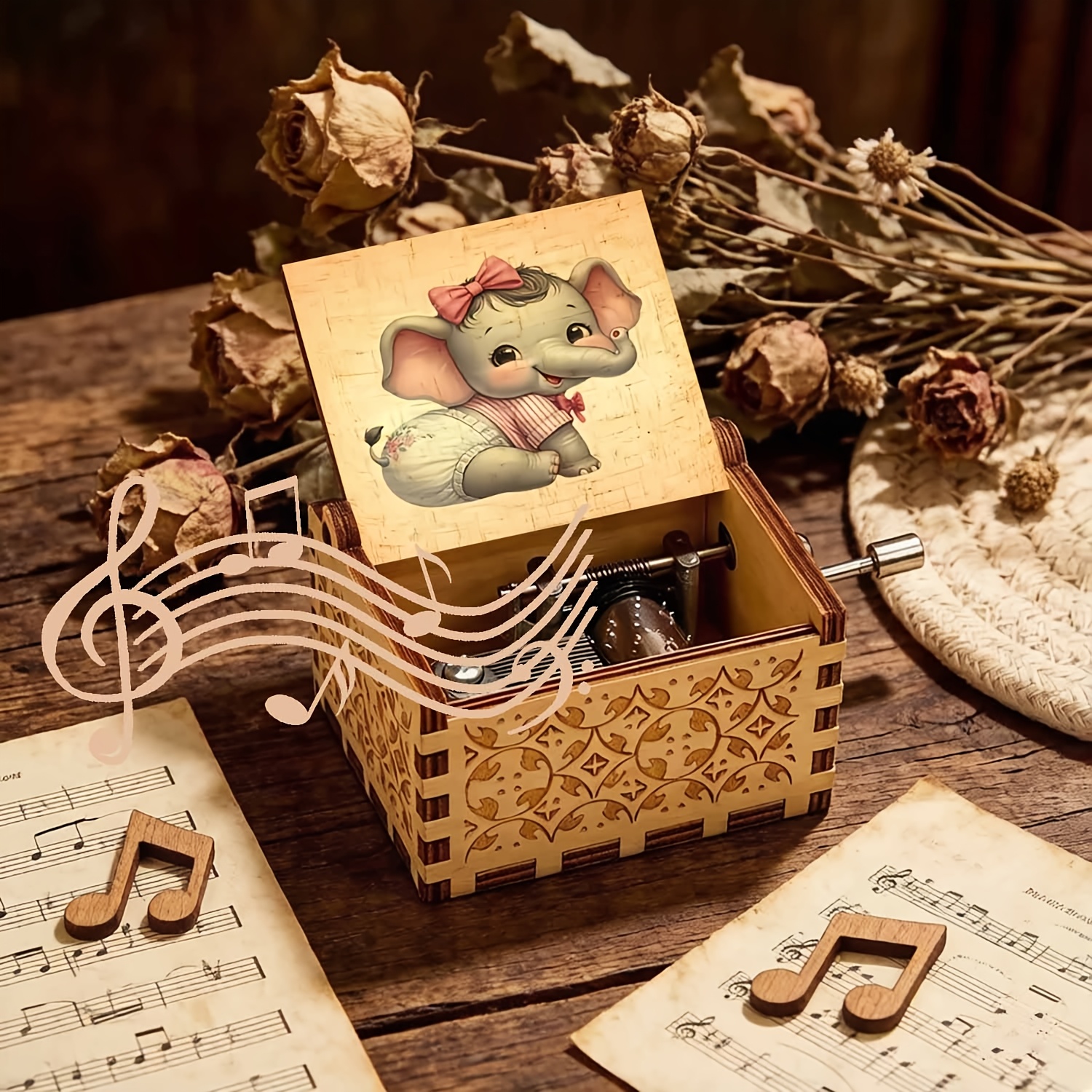 hand crank music box sold on Temu United States