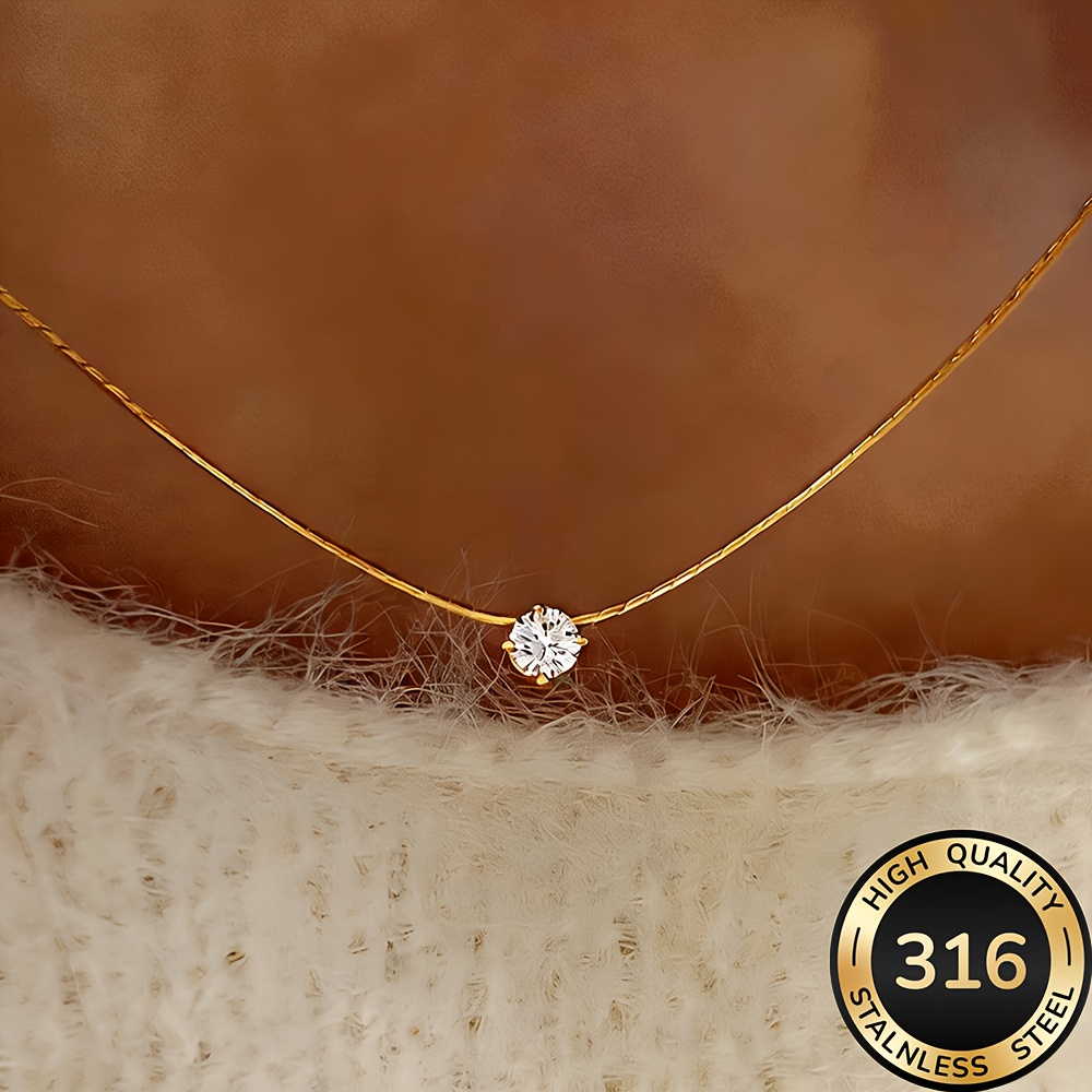 E-shop Hochwertige goldene Edelstahl-Halskette, lichtecht, einfach und elegant, geeignet für den oder Partys, modische Damen-Halskette,