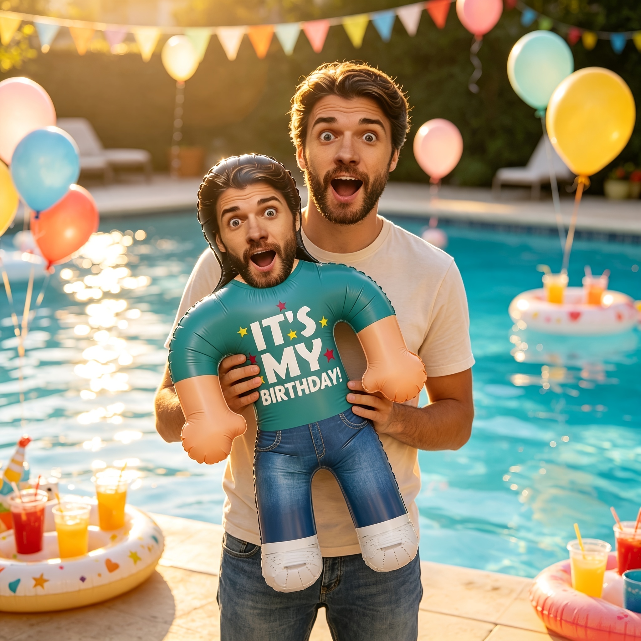 TEMU Custom Face Photo Inflatable Party Prop, Personalized Birthday Design Blow Up Decoration, Outdoor Birthday Party Supplies, Funny Photo Standee