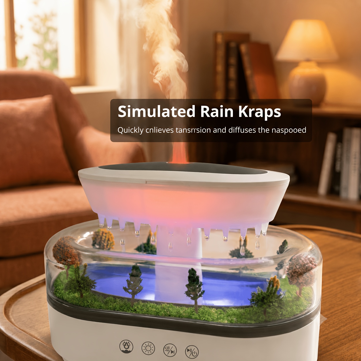 2026 new european style mini landscape humidifier multi option white noise long lasting bedroom diffuser simulated raindrop scent large capacity humidifier home appliance single room humidifier suitable for home bedroom holiday gift Product details 4