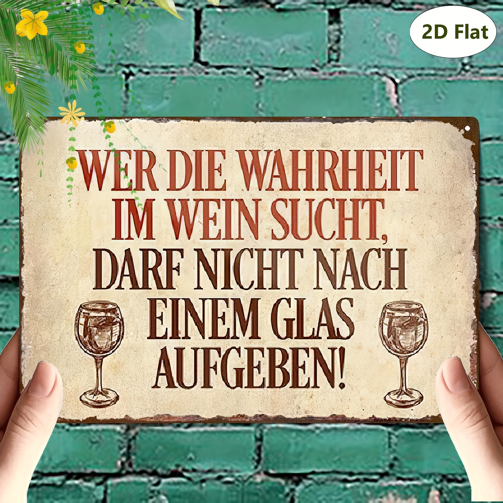 E-shop 2D-flaches, Vintage-deutsches Metallschild „Trinken Sie in Maßen“ – Rustikales Eisen-Wandschild, geeignet für Zuhause, Bar, Café & Gartendekor,