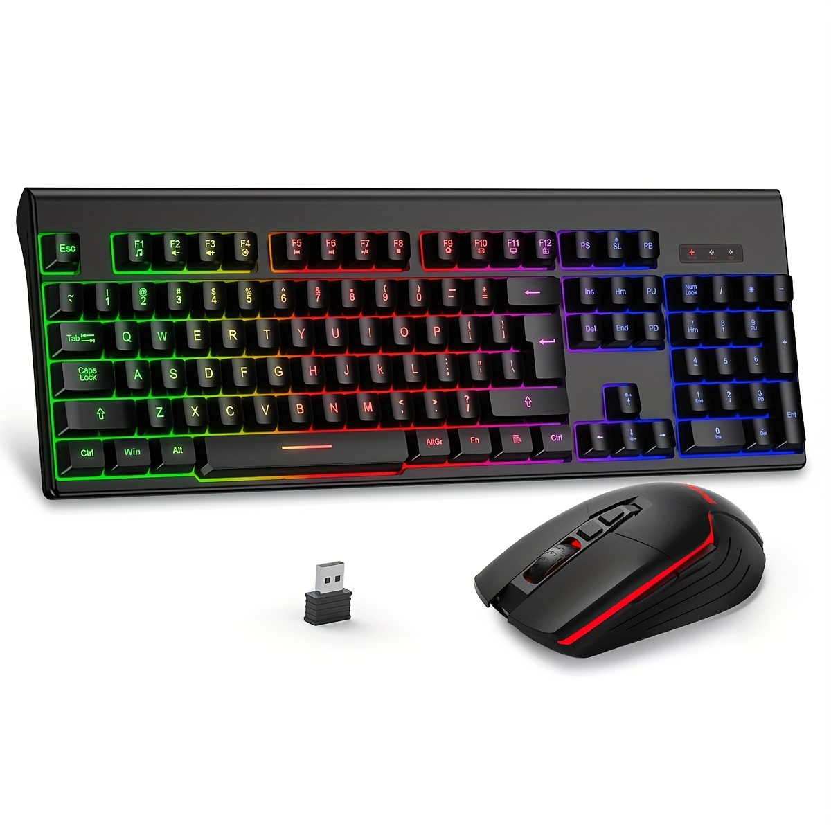 

Wireless Gaming Keyboard And Mouse Combo, Rgb Backlit, Rechargeable Wireless Keyboard And Ergonomic Backlit Mouse For Gaming Work Computer