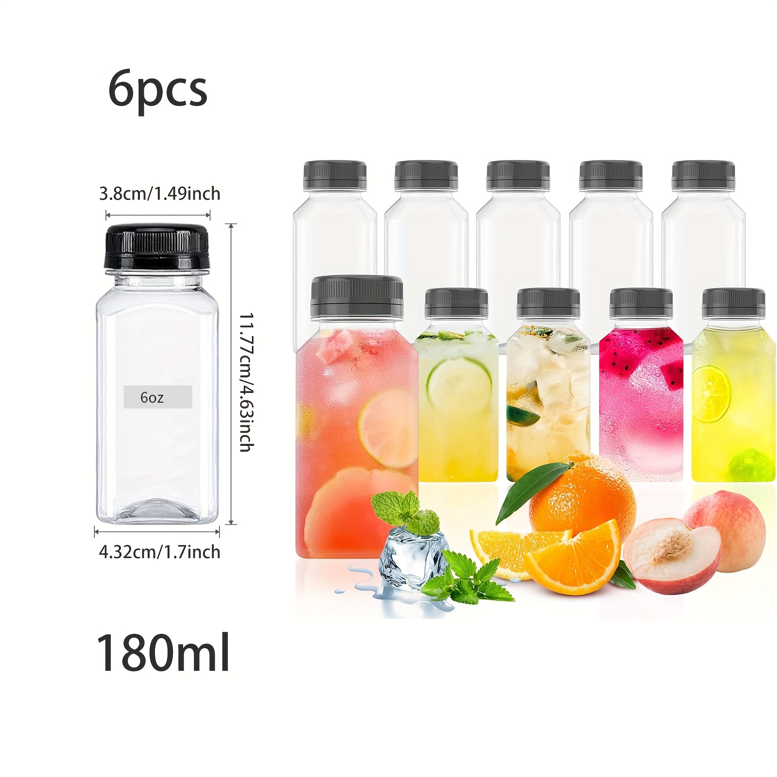 16 Wiederverwendbare Saftflaschen Aus PET – 120 Ml, Transparent, BPA-frei, Für Wasser, Milch, Saft, Kaffee