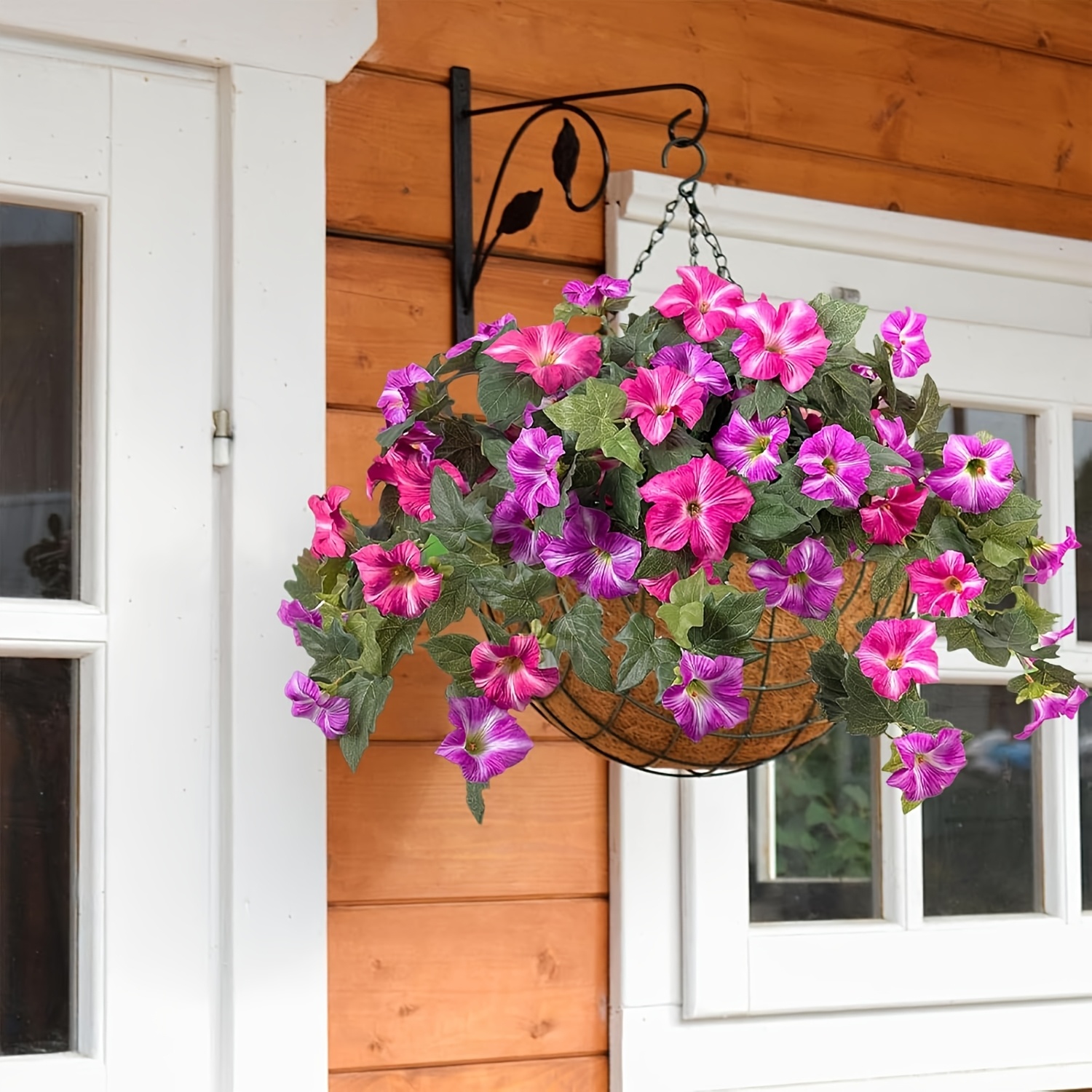 TEMU 1pc Realistic Uv-resistant Artificial Hanging Flowers - Outdoor/ Fake Vines With , Plastic Suitable For Porch, Balcony, Garden Decoration,