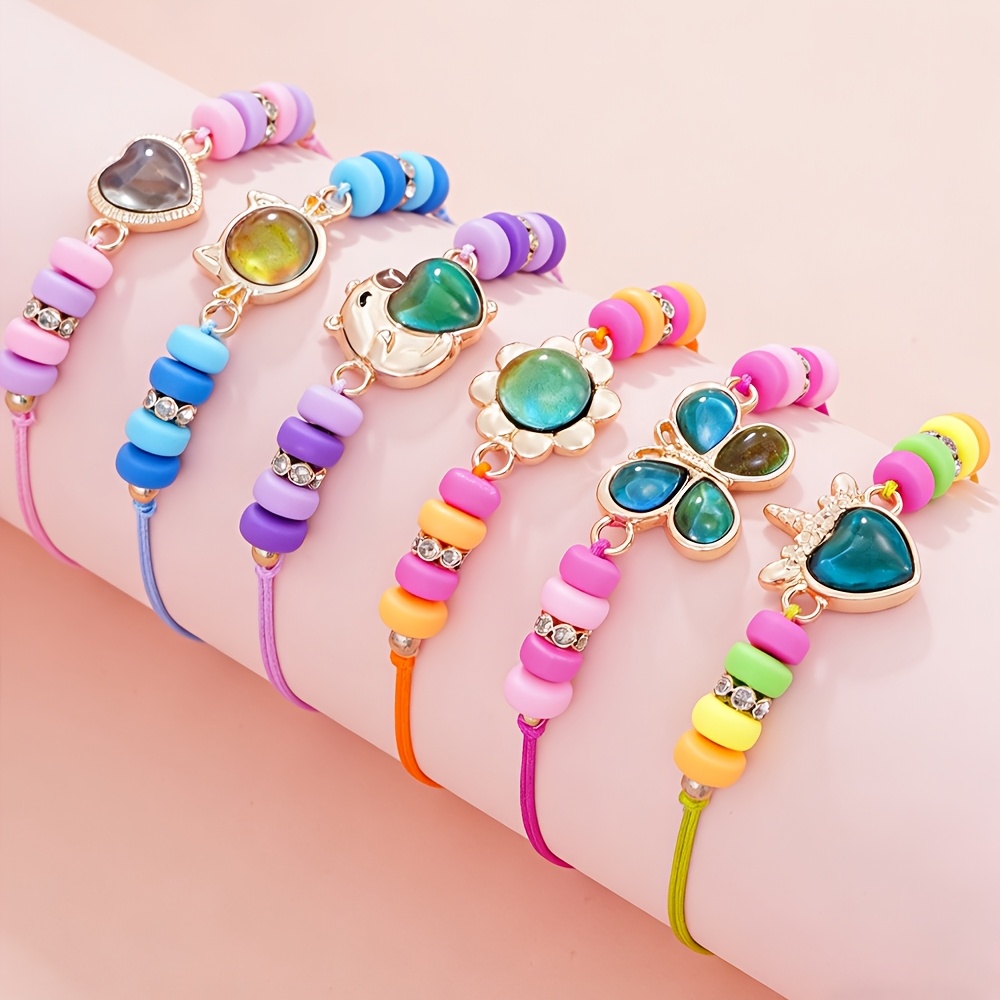 6pc Color Changing Pull String Bracelet Set for Girls