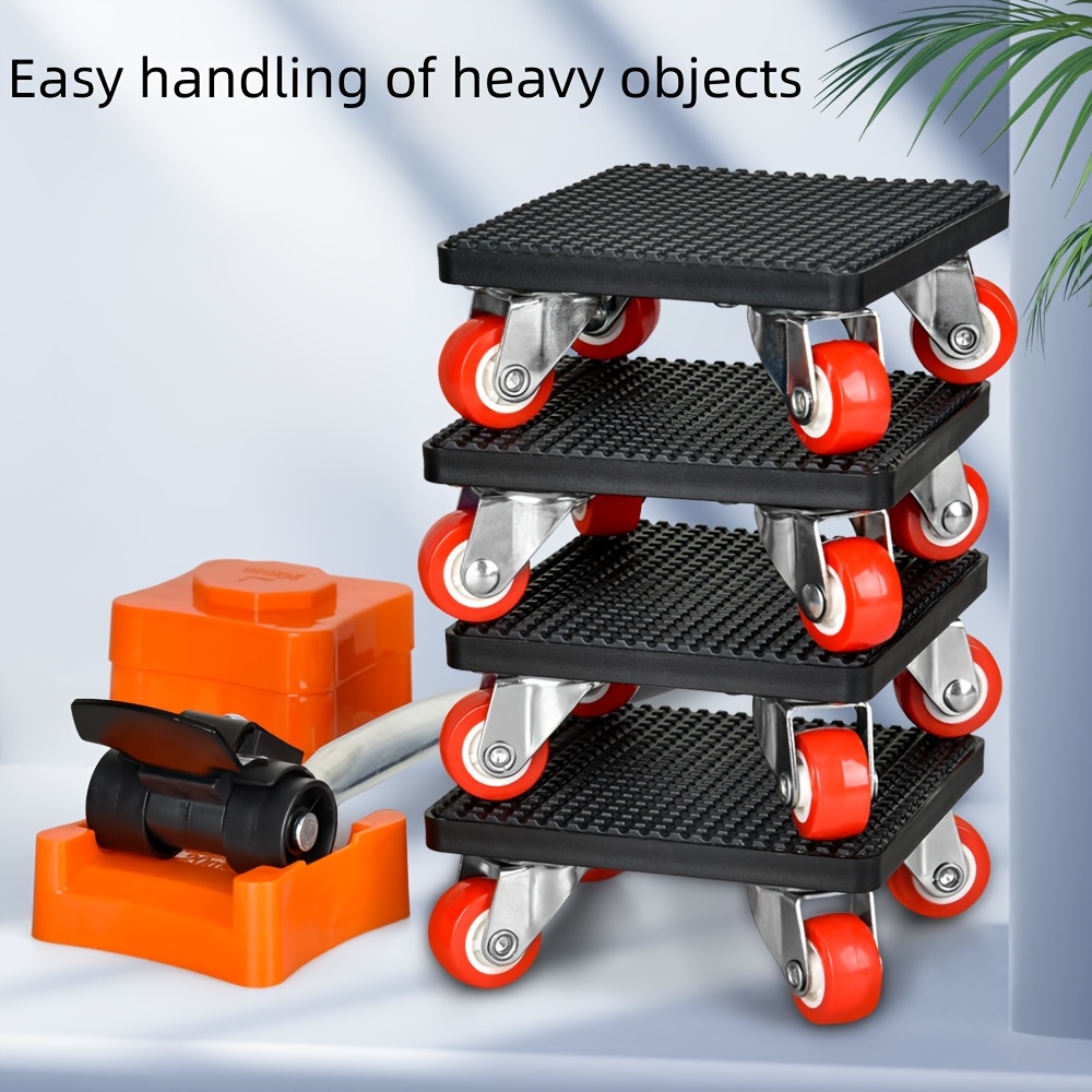 TEMU 9pcs Set Of Heavy-duty Furniture Moving And Lifting Tools With Extended Lifting Rods, 360 ยฐ Rotatable, Labor-saving Bed, Sofa, Desk Carts And