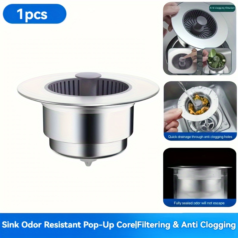 

3-in-1 Kitchen Sink Strainer & Stopper - Durable Stainless Steel, Anti-clog Drain Basket For Easy Cleaning - Perfect Home Accessory Kitchen Sink Accessories Sink Strainers For Kitchen Sink