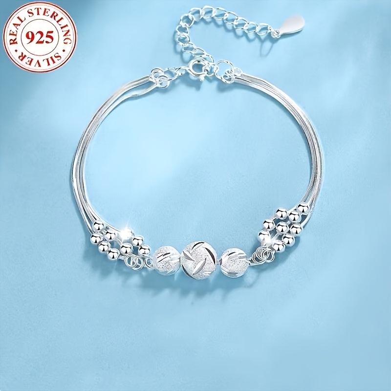 Women's 925 Sterling Silver Lucky Bead Bracelet