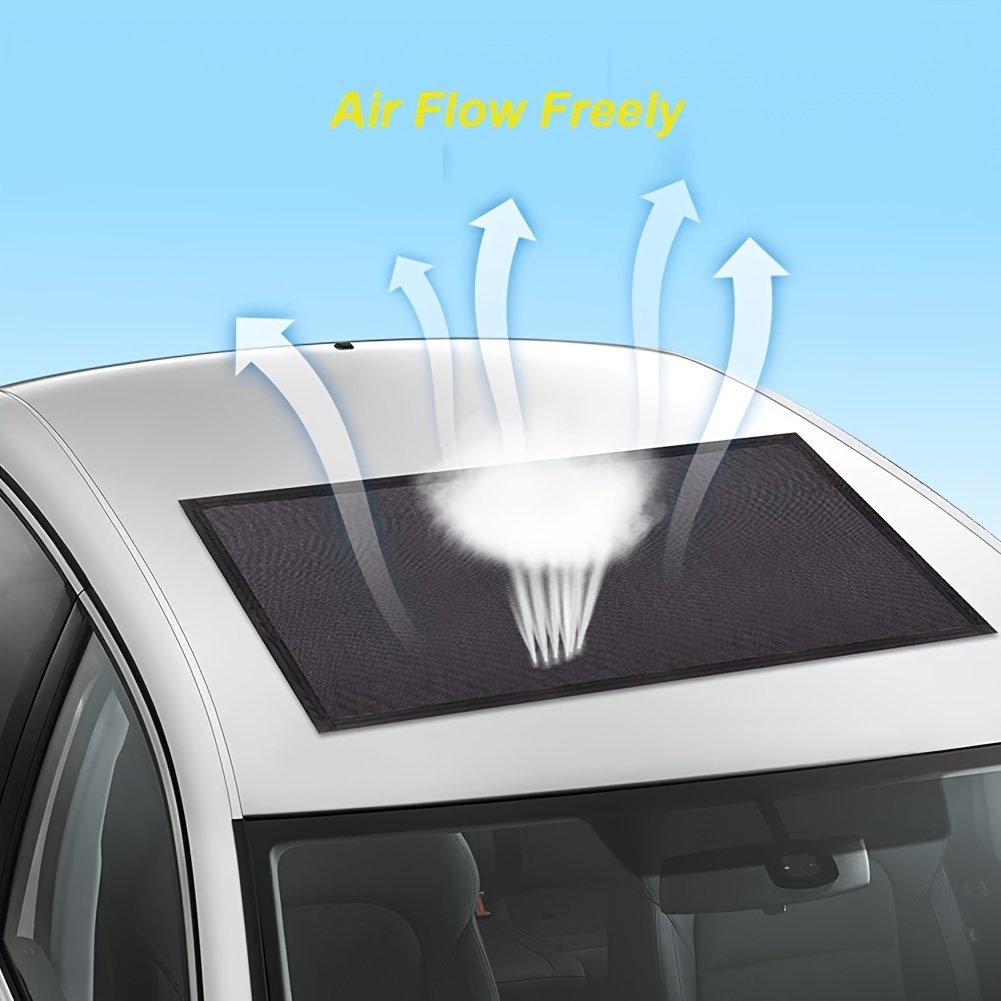 

1pc Car Sunroof Magnetic Sunshade, Breathable Mesh, Sunscreen Anti-mosquito Cover, Camping Roof Cover For Night