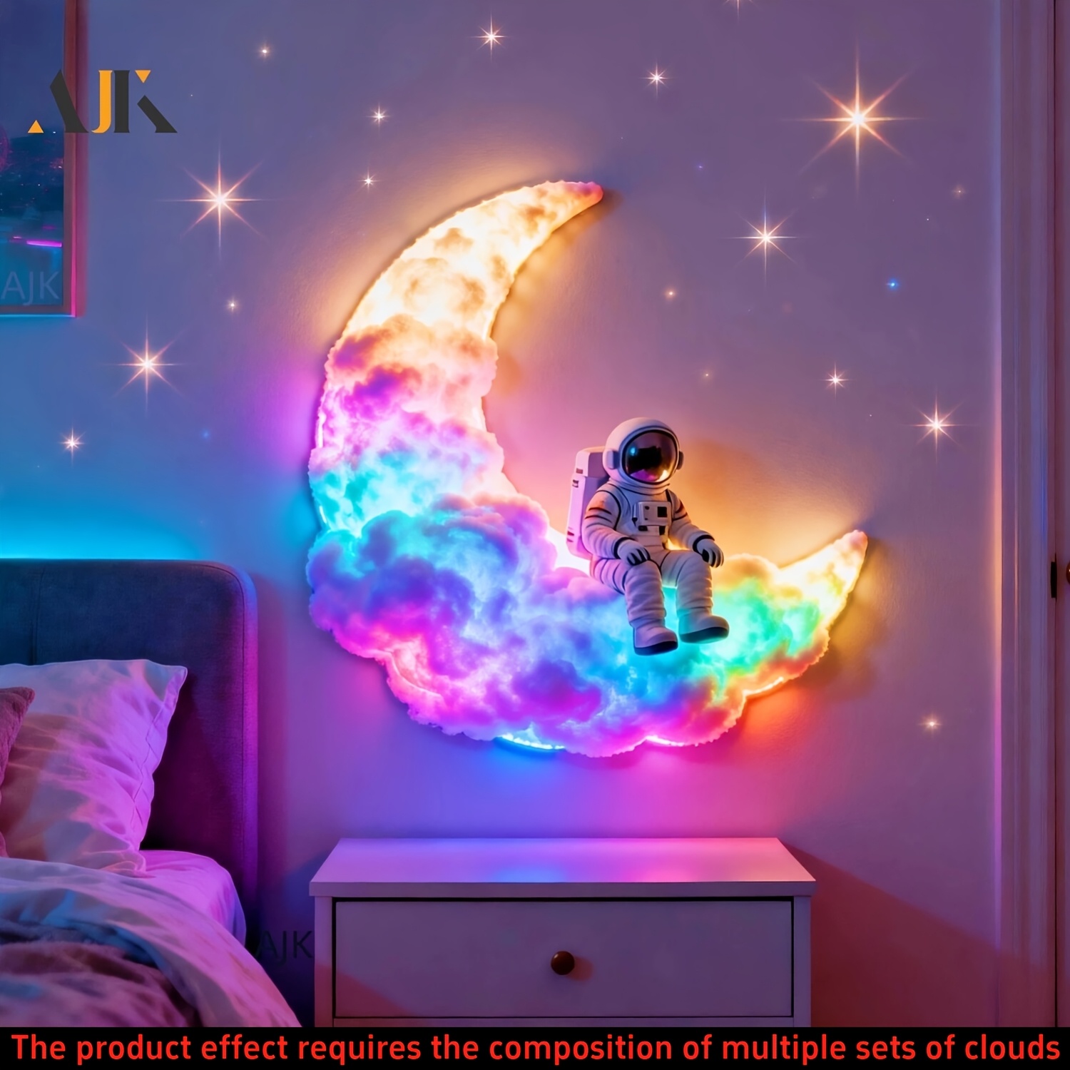 Astronaut Moon Decorative Light, RGB Thunder Cloud Light