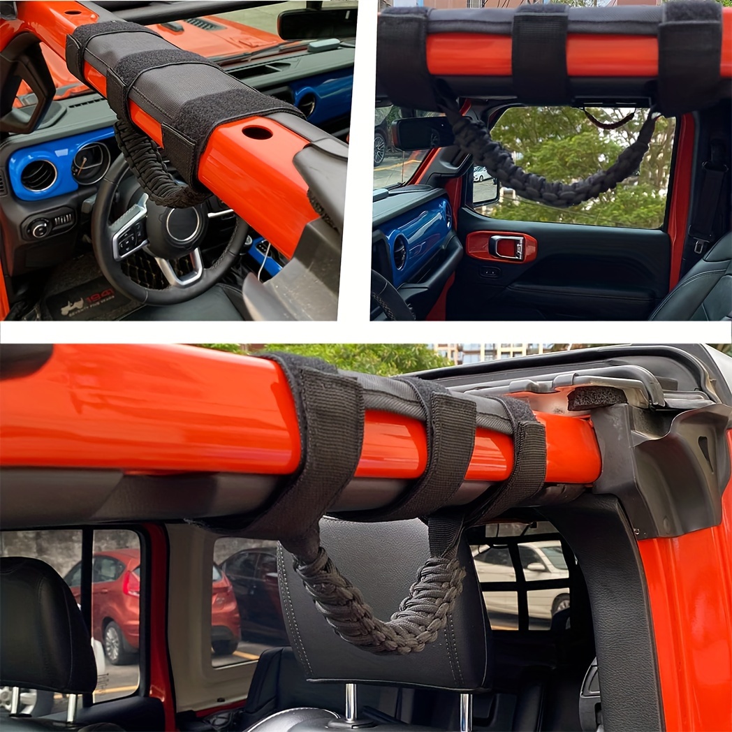 TEMU 2 Pack Grab Bar Handle For For Wrangler Tj Yj Jk Jl For Utv For Gear For Gladiator Jt 1955-2023 Models Fits 1 1/2 To 3 Inch Roll Bars Heavy Duty