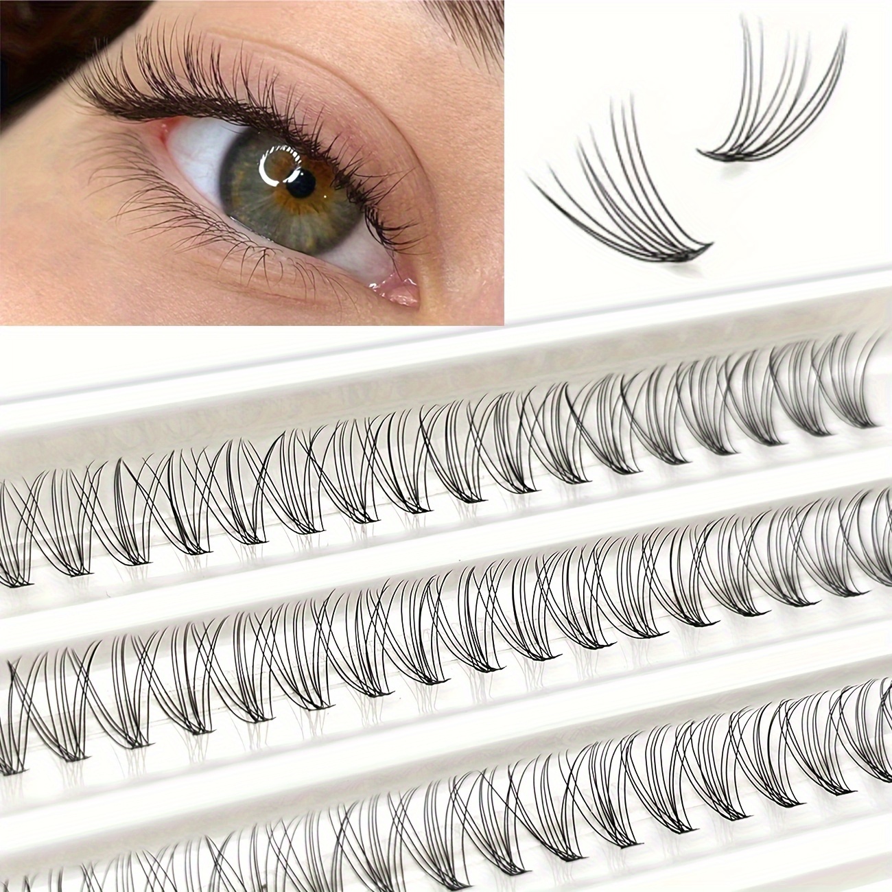 

Natural & Fluffy 10d Eyelash Extension Kit - Easy Diy 12mm C/d Individuals For Beginners, 60 Bundles Per Eye, Long-lasting & Lightweight