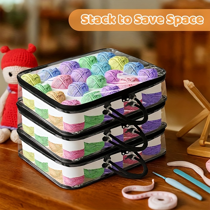 6pcs Yarn Storage Solutions with Handle Attached Transparent Mesh Bags