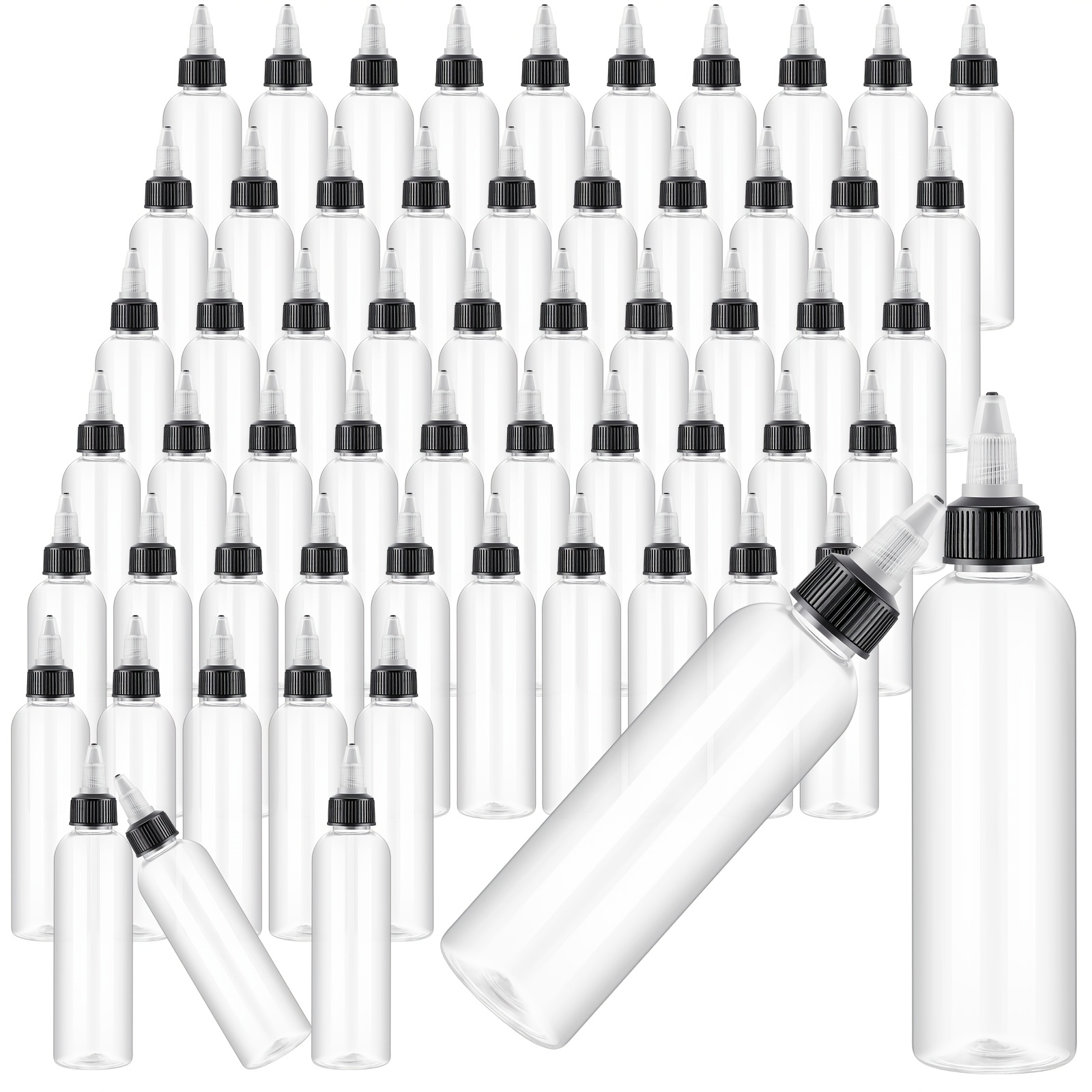 

100pcs 4 Oz Plastic Squeeze Bottles Bulk Boston Dispensing Bottles Empty Hair Oil Bottles With 20/410 Twist For Essential Oils, Hair Applicator, Liquids, Condiment Dispenser,valentine's Day Gift