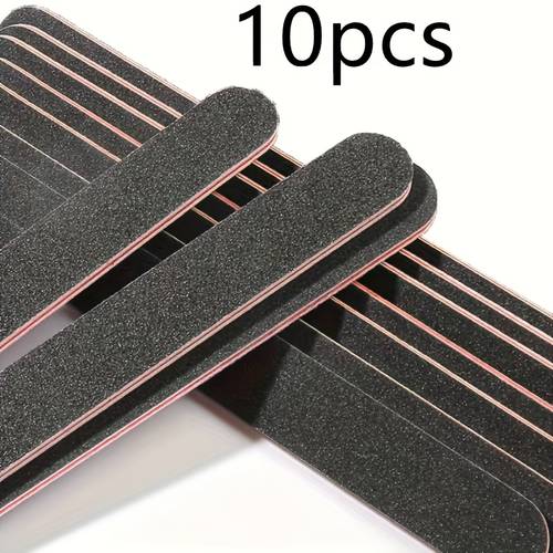 a 10pcs professional double sided nail file set featuring 100 180 grit black sanding boards for nail care and filing washable double sided nail files suitable for natural nails and acrylic nail salon use