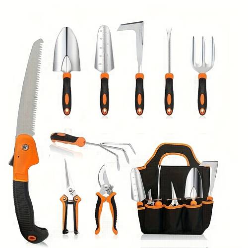 garden tool set stainless steel heavy duty gardening tool set heavy duty 10pcs yard tools with non slip handles gift tote bag included halloween christmas gifts