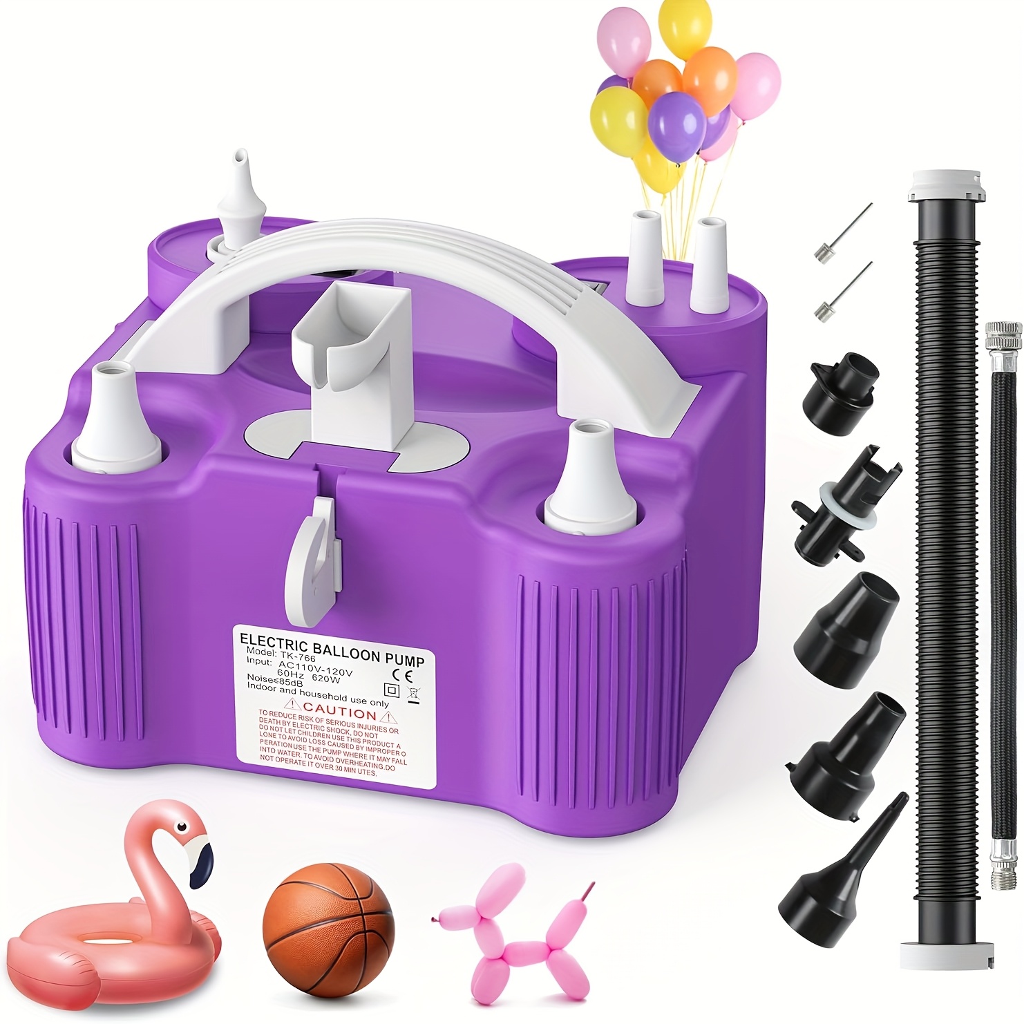 4 in 1 electric balloon pump for all balloons inflatables and   triple inflating ports for latex foil 260q mylar balloon inflator deflator for air beds pool floats yoga balls without battery