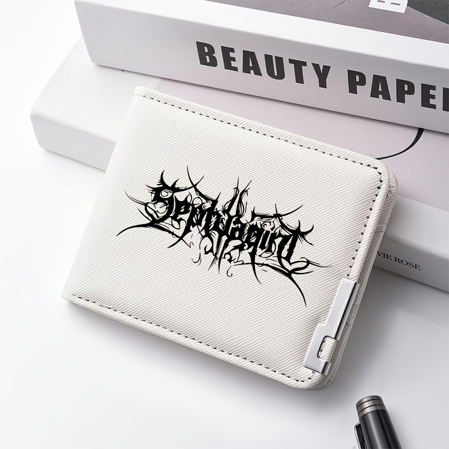 TEMU Men's Gothic Print Wallet - Foldable, Ultra-thin Business Wallet, , Lightweight, Multiple Card Slots, Suitable For Casual And Formal Occasions,