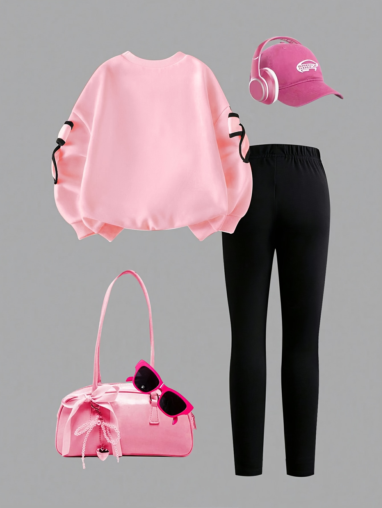 2 stuks Meisjes Roze & Hart Sweatsuit Set met Leggings