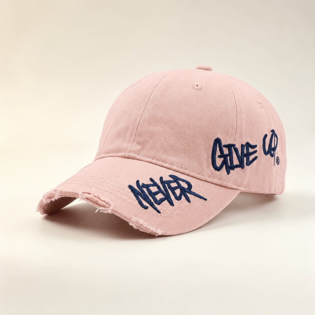 TEMU 1pc American-style Distressed Edge Baseball With Side Embroidery And Curved Brim, Versatile Streetwear Duckbill Hat