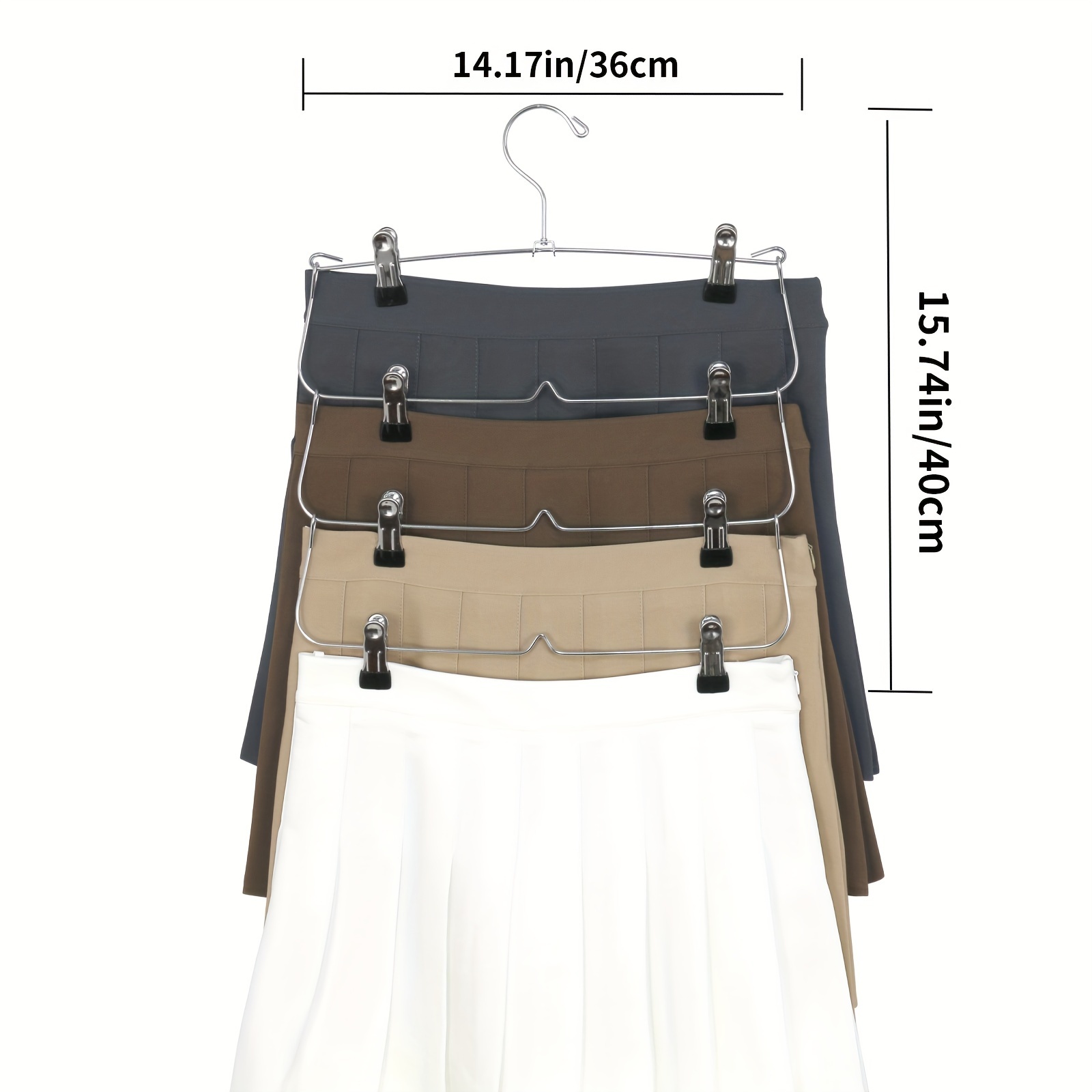 1pc stainless steel skirt and pants hanger no slip design heavy duty closet organizer with clips skirt pants hanger details 9