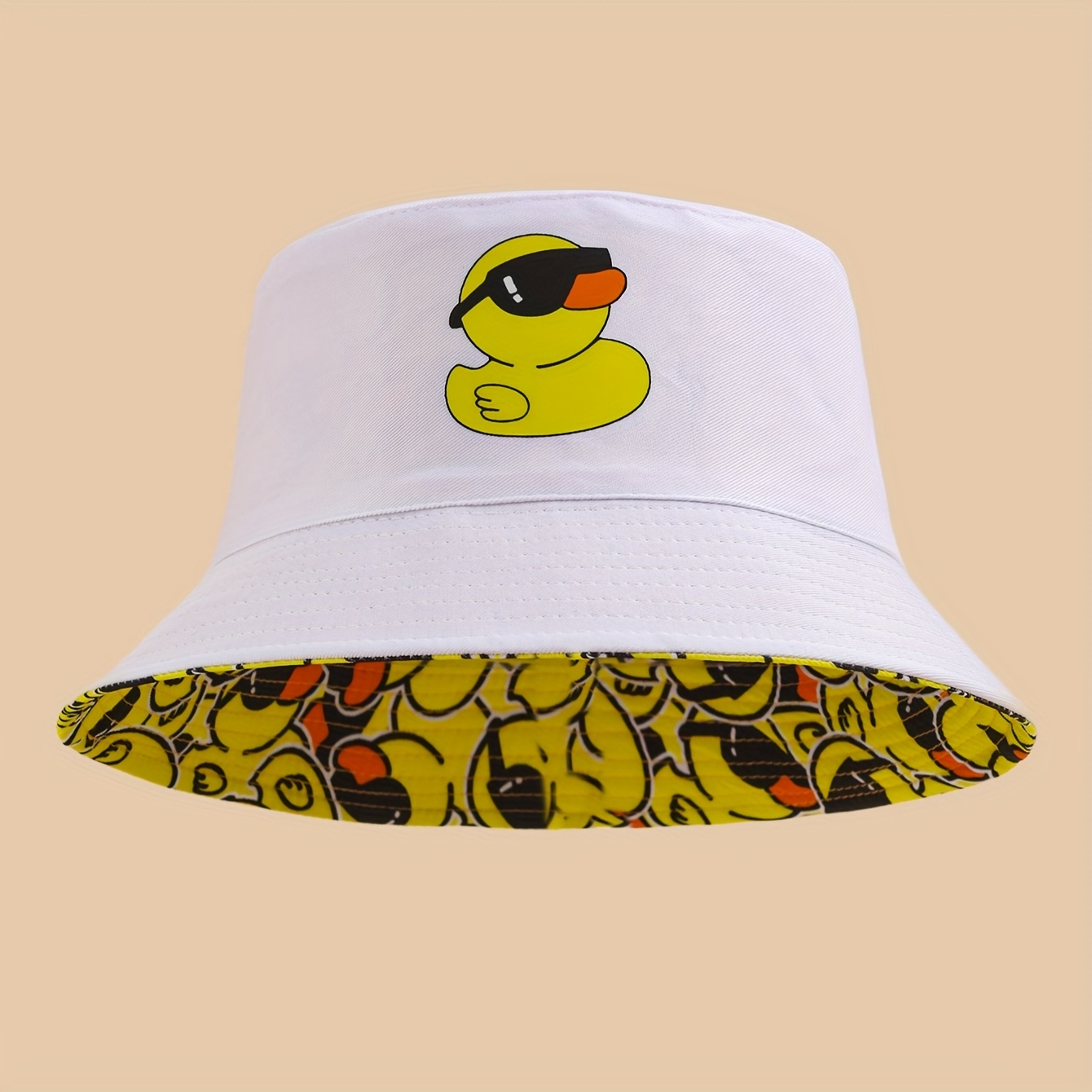 unisex reversible bucket hat fashionable little yellow duck  display picture 2