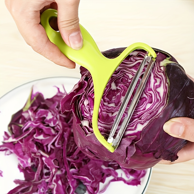 large cabbage   slicer peeler plastic food contact safe vegetable cutter wide mouth peeling knife for purple cabbage lettuce details 6