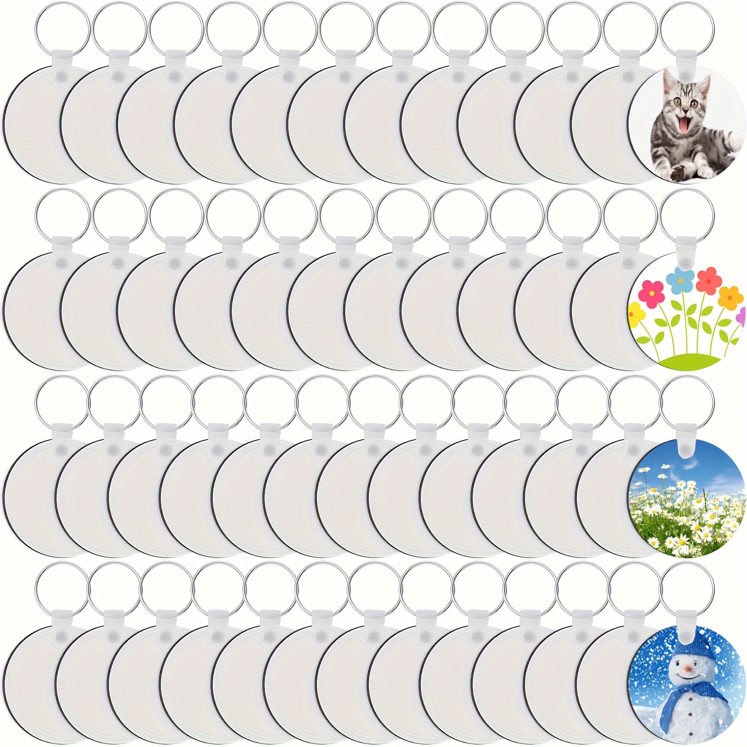 

150pcs Diy Keychain Blanks With Clips - Round Wooden Sublimation Pendants For Double-sided Printing, Crafts & Party Favors