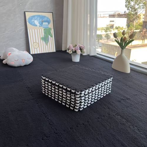 12pcs thick plush interlocking carpet mat for closet tatami room bedroom living room and rental space renovation