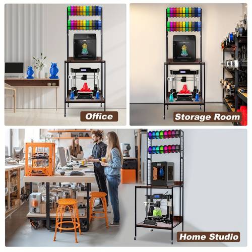 printer rack mobile printer stand with wheels heavy duty shelves sturdy filament organizer for garage office workshop printing stations utility shelves