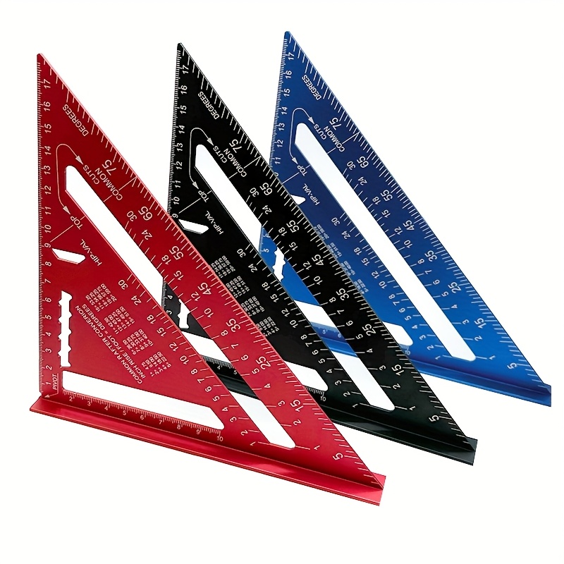 17.78cm transportyras - 90° ir 45° kampai, patvarus, atsparus įbrėžimams - skirtas medienos apdirbimui, pramoninėms ir mokslinėms matavimams (raudonas, mėlynas, juodas)