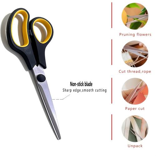 3pcs set black and yellow handle high quality stainless steel multi purpose scissors comfortable grip suitable for all users used daily diy tools for office and home use durable for cutting