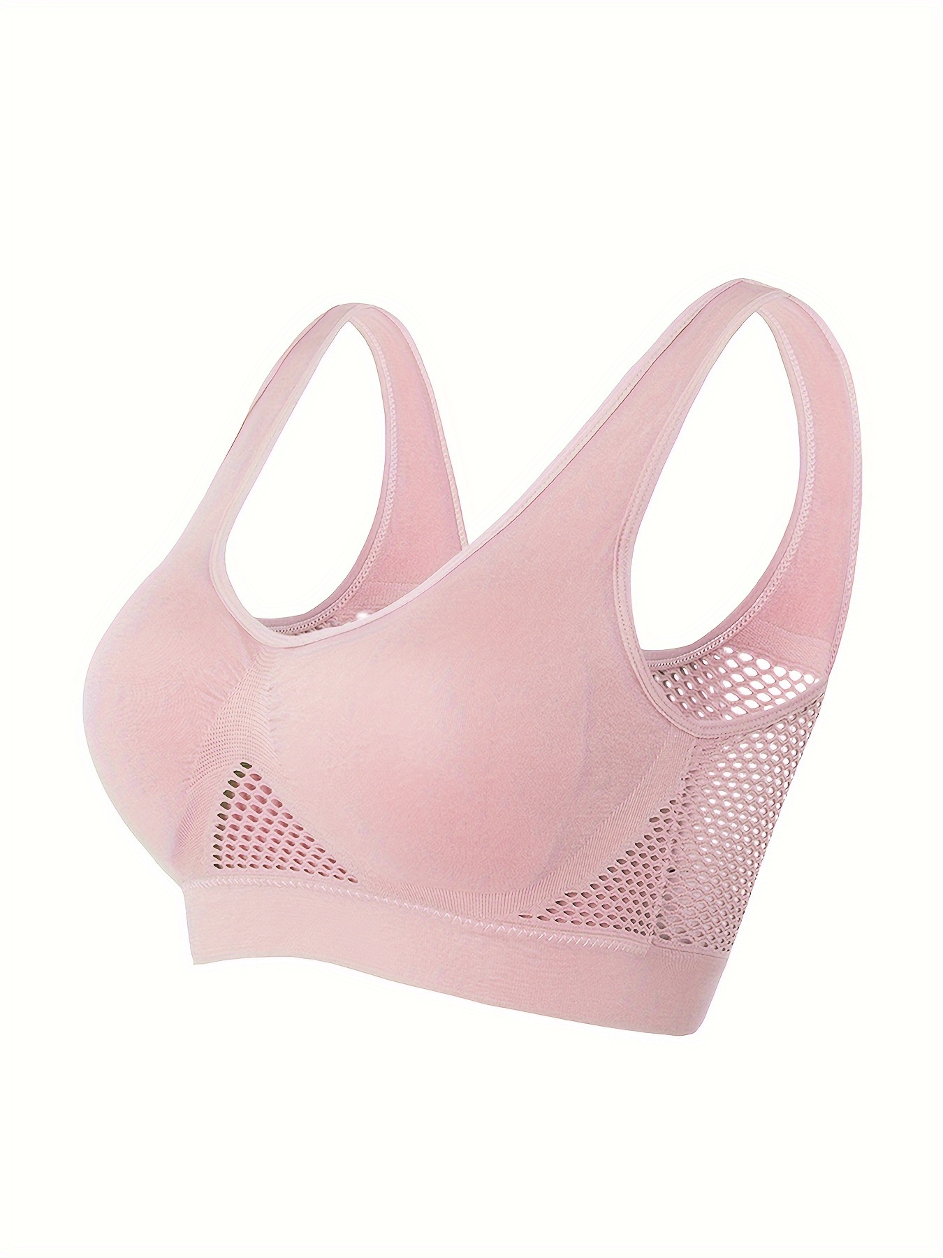 1pc Essence Collection - High-Elasticity Bra with Removable Pads, Breathable Mesh Design for &, Wireless & Comfortable Fit, Plus Size Bra | Wireless Bra | Removable Pads