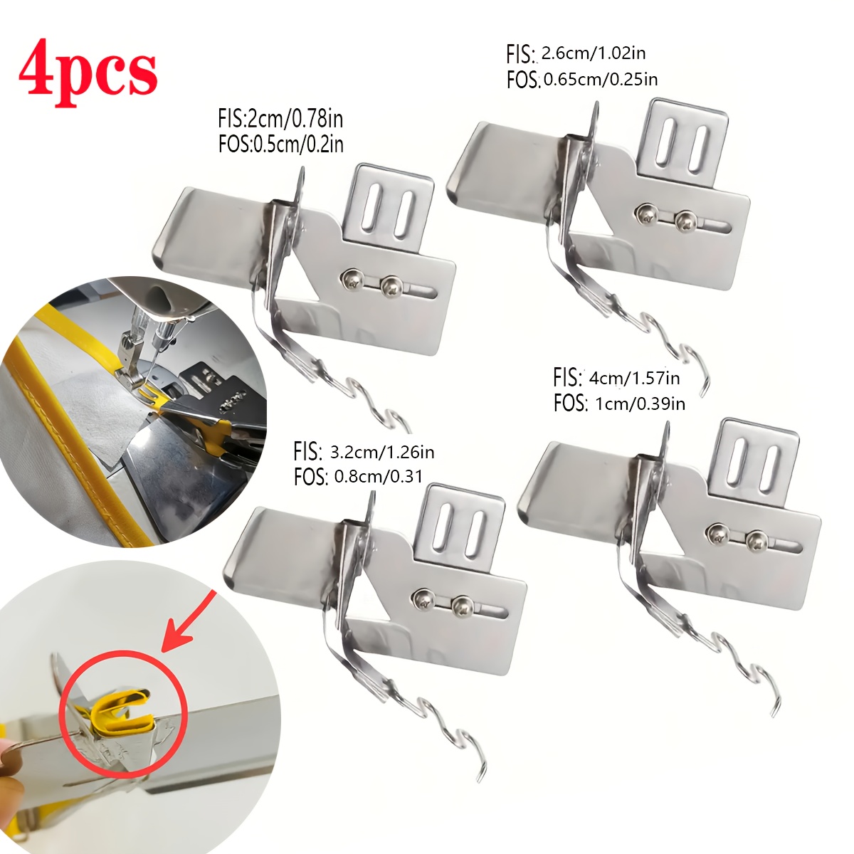 TEMU 4pcs Sewing Machine /roller Foot Set | Universal Four-prong For Industrial And Vintage Sewing Machines, To Change Presser Feet | Adjustable Bias