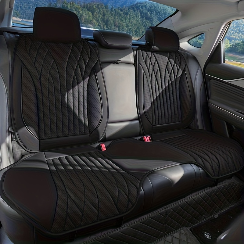 TEMU 3 Leather Rear Car Seat Cushions, Lengthened And Widened Design, Fully Wrapped Rear Seat Cushions, Comfortable And Breathable, You A Experience,