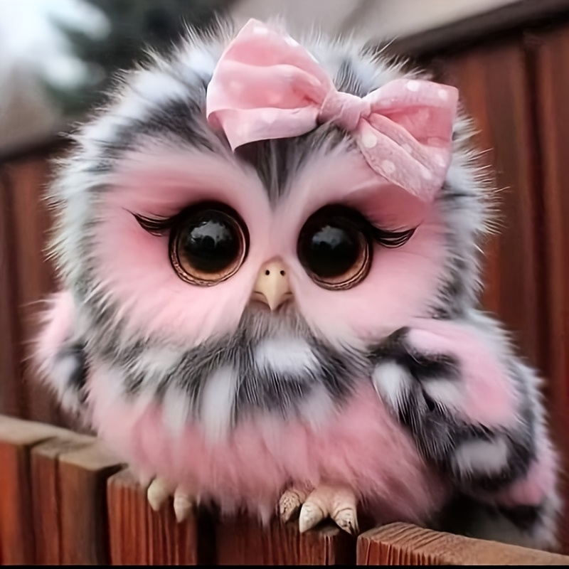 TEMU 1pc 30*30cm/11.8in*11.8in Frameless Diy 5d Diamond Painting Set, Owl Pattern, Round Acrylic Diamond, Diamond Painting Art Craft For Home