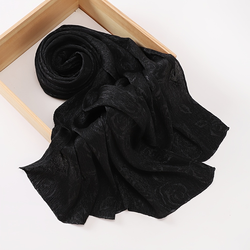 elegant black rose pattern scarf breathable windproof Temu Mauritius