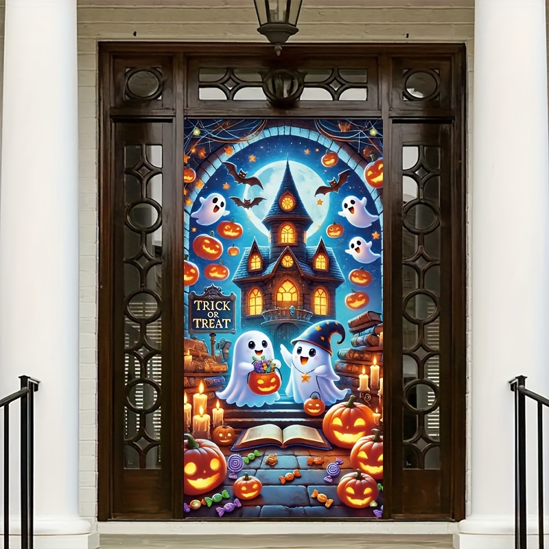 

Trick Or Treat Polyester Door Banner - 35x70 Inches, & Christmas Decorations, Front Door Backdrop