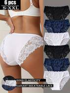 6pcs womens lace panties elegant floral print underwear soft breathable fabric solid color black white blue comfortable stylish for casual attire lace trim underwear comfortable underwear sophisticated style durable construction comfortable undergarments fashionconscious women everyday underwear feminine design lightweight underwear supportive underwear stylish women