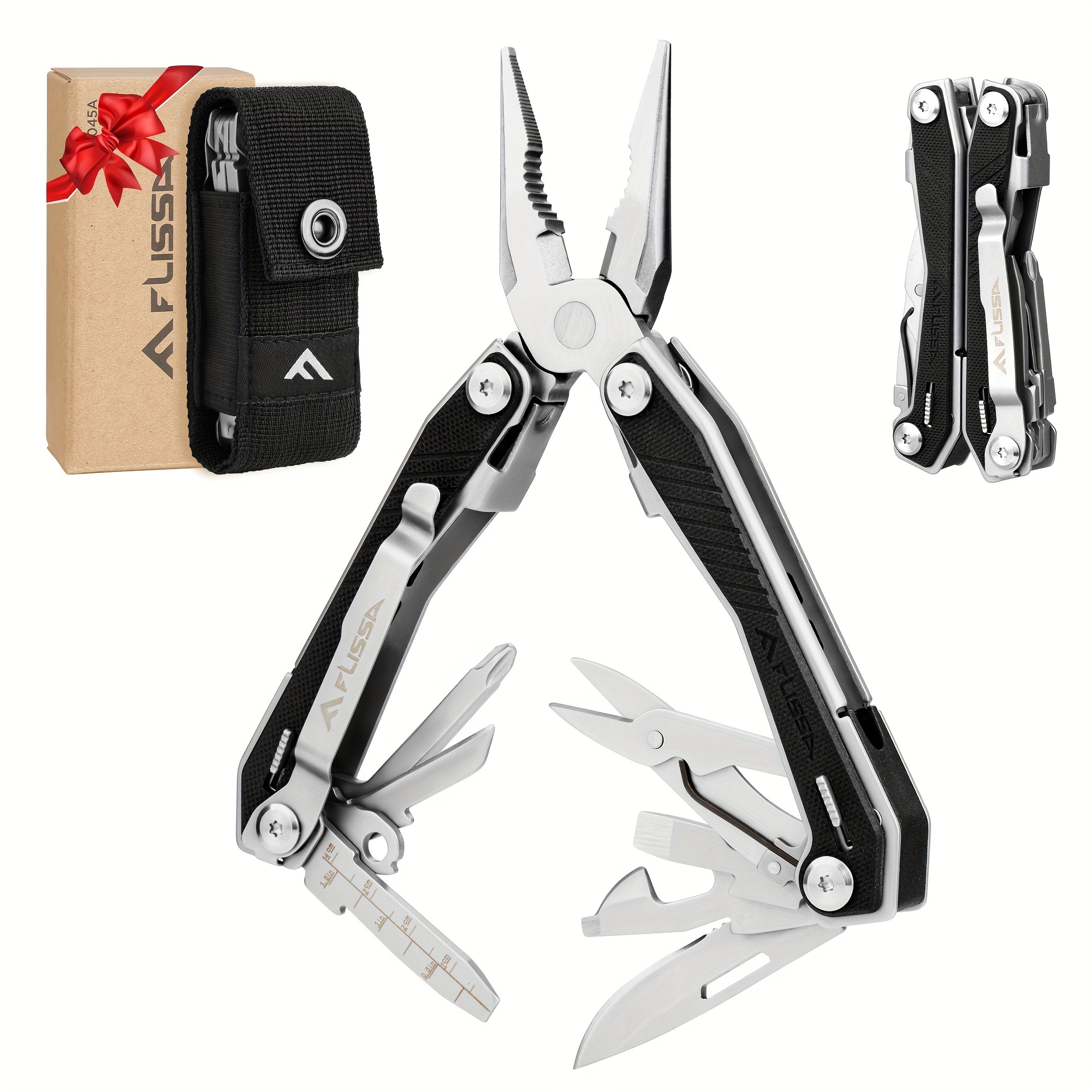 

Flissa 16-in-1 Multi Tool With G10 Handle, Stainless Steel Edc Multitool With Pocket Knife, Pliers, Belt Clip And Oxford Sheath, Self-locking Utility Multi-tool For Camping Survival Outdoor Activities