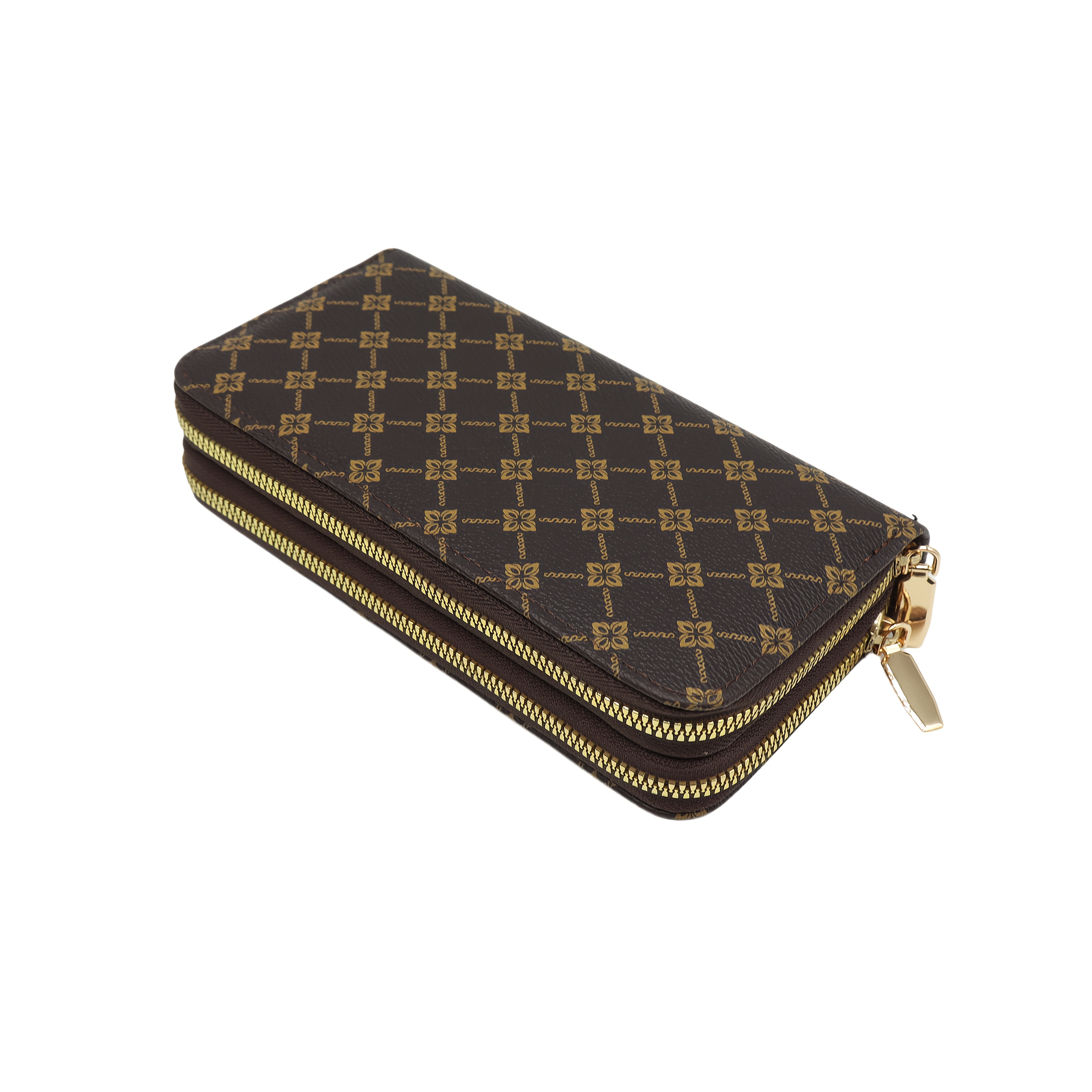 TEMU Women's Long Wallet, Double Zipper Vintage Floral Monogram Print, Large Capacity Multi-card Slot Clutch Purse, Ideal Gift For Ladies