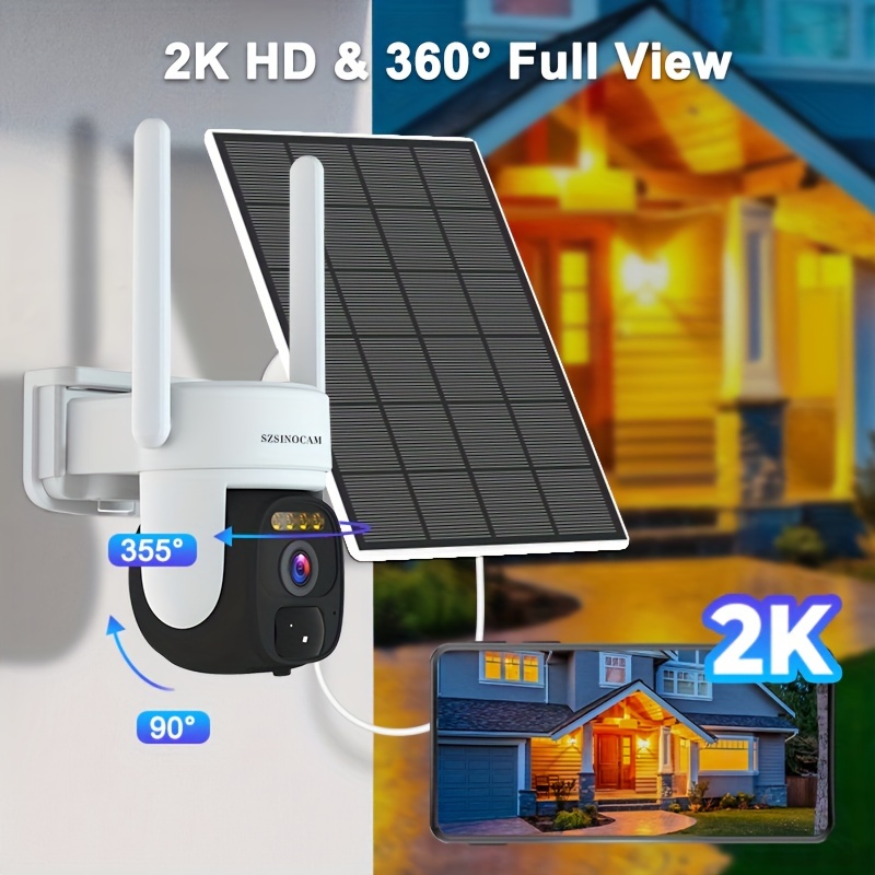 4pcs solar security cameras with spotlight siren color night vision motion detection 2 way audio no wifi needed 2k 3mp outdoor surveillance for perfect gift for christmas halloween thanksgiving white details 5