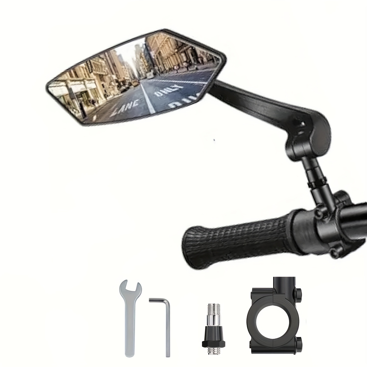 TEMU 1/2pcs 360° Adjustable Bike Mirrors For Handlebars, Scratch-resistant Glass Lens, Fit Safety Rear View Mirrors With Abs Mounting Brackets &