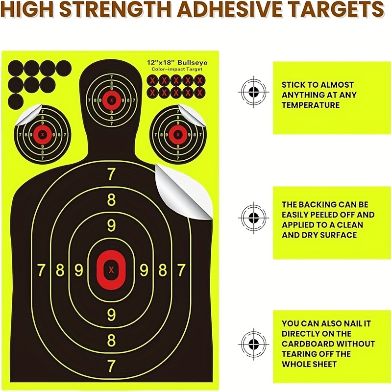 12x18 Inch Silhouette Splatter Targets - Bright Fluorescent Yellow Easily Seen On Impact When Hitting Target for BB Guns, Airguns, Rifles, Indoor And Outdoor Ranges (10/20/50/100 Packs)
