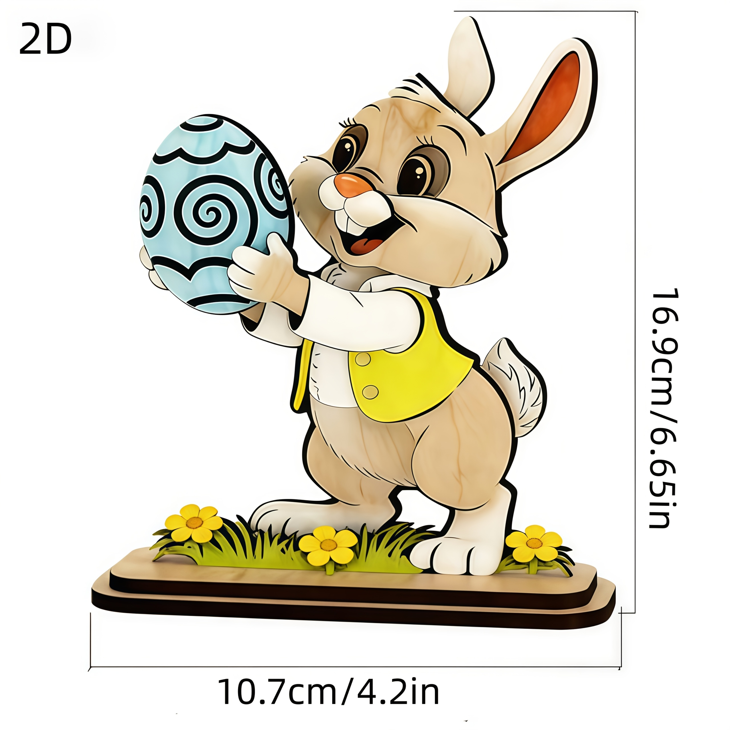 Image of 2d Flat - 1pc - 2d Easter Wooden Egg | Classic Manufactured Wood Decor For Home, Office, And Bedroom, Perfect Gift For